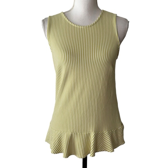 Ann Taylor Tops - Ann Taylor Sleeveless Peplum Jersey Knit Top Women’s SZ Small Green White Stripe